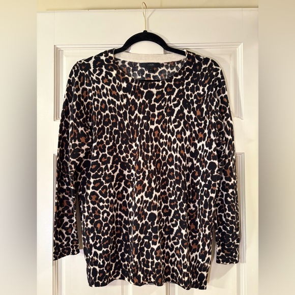 J.Crew Merino Wool Tippi Sweater Leopard Print, Size Medium - Picture 1 of 8